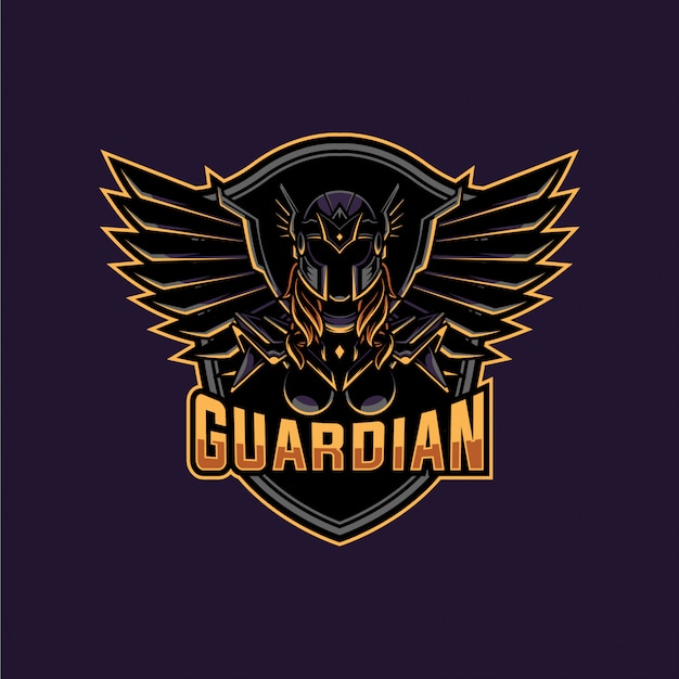 Mascotte De Guerrier Ange Gardien Et Logo Esport