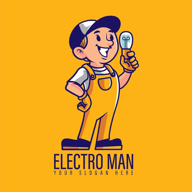 Vecteur mascotte d'homme électro