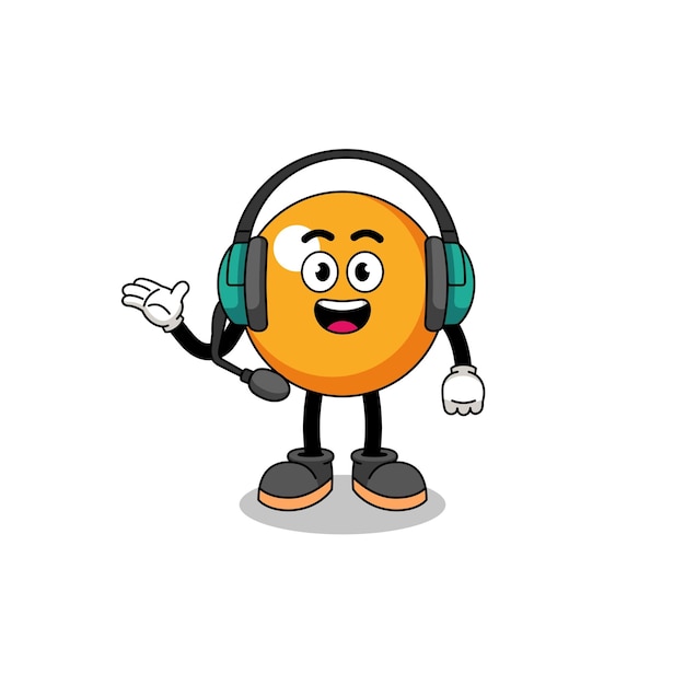 Mascotte Illustration d'une balle de ping-pong en tant que personnage de service client