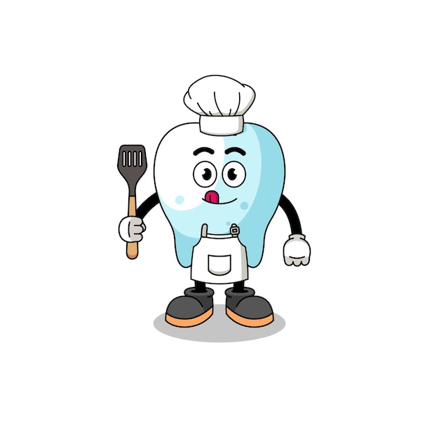 mascotte, illustration, de, dent, chef