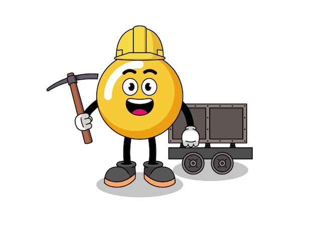 mascotte, illustration, de, jaune oeuf, mineur