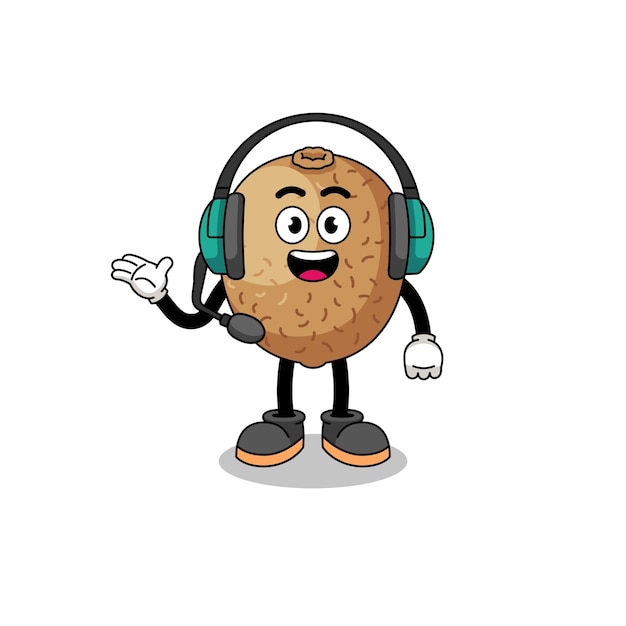 Mascotte Illustration De Kiwi En Tant Que Service Client