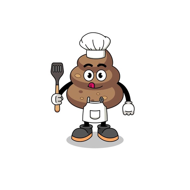 Mascotte, Illustration, De, Merde, Chef