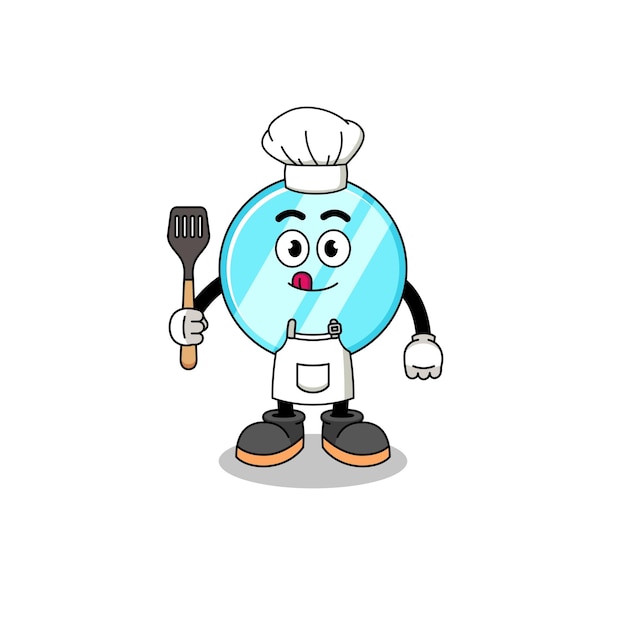 Mascotte, Illustration, De, Miroir, Chef Cuisinier