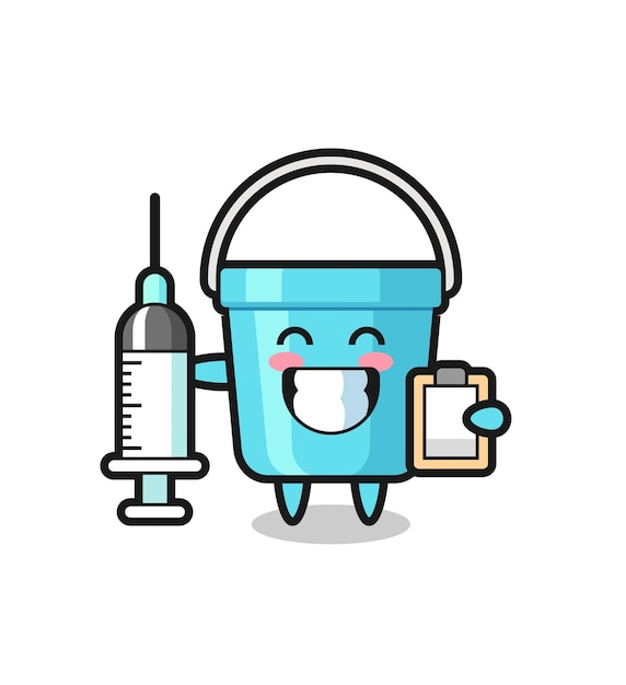 Mascotte Illustration d'un seau en plastique en tant que médecin