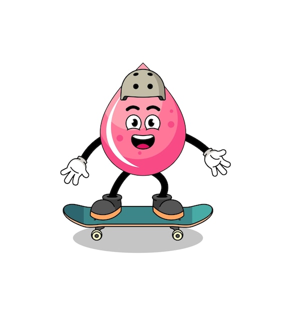 Mascotte De Jus De Fraise Jouant à Une Planche à Roulettes