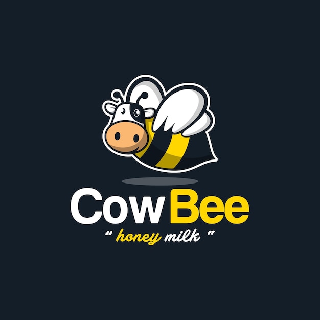 Mascotte Logo Abeille Avec Tête De Vache