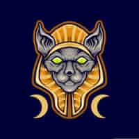 Vecteur mascotte de logo de chat spinx égyptien