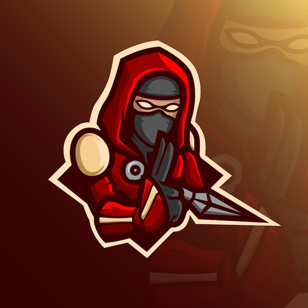 Vecteur mascotte logo concept ninja