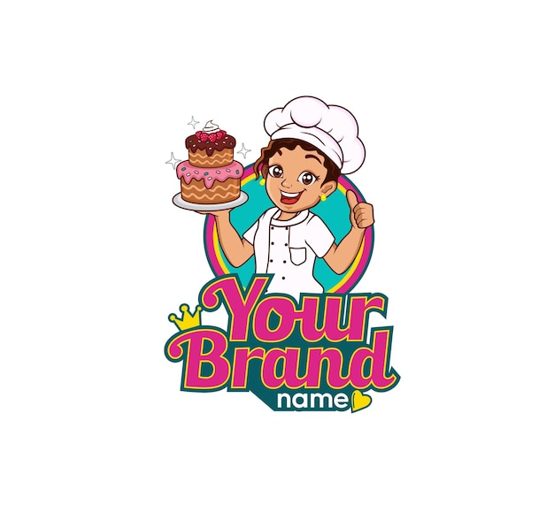 Mascotte, Logo, Dessin Animé, Chef Pâtisserie, Entreprise, Entreprise