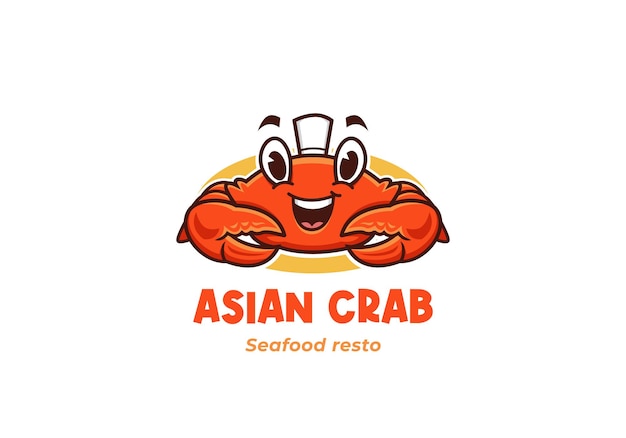 Mascotte De Logo De Fruits De Mer De Crabe Asiatique