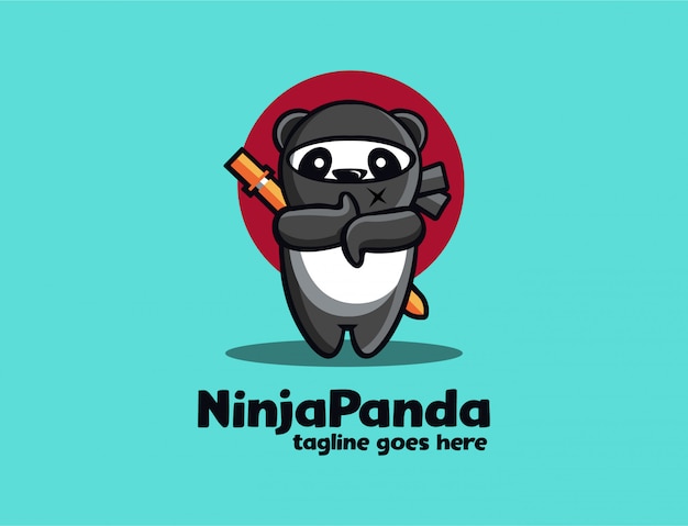 Mascotte De Logo Panda Ninja