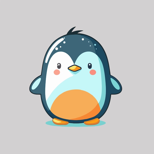 Mascotte de logo de pingouin en vecteur de style cartoon plat Oiseau antarctique d'hiver froid
