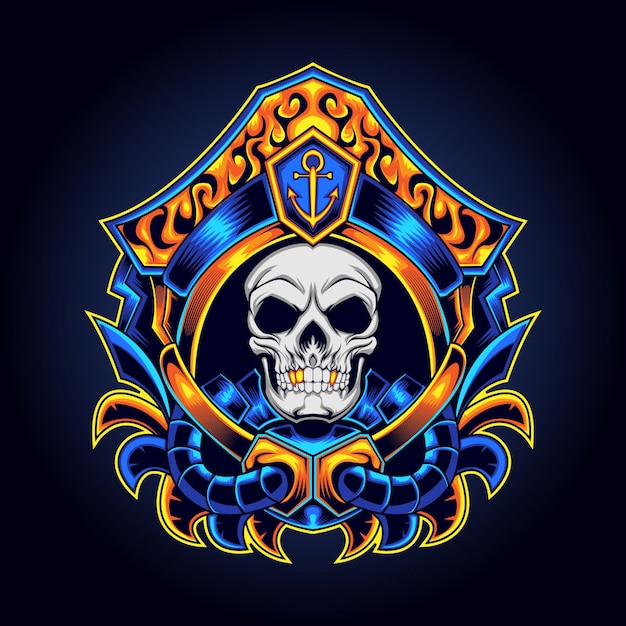 Mascotte de logo de pirates de crâne