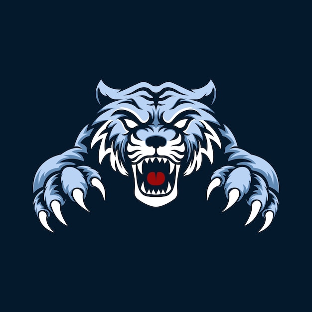 Mascotte Logo Tigre Bleu Avec Fond