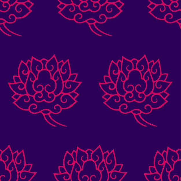 Mascotte de lotus de Chine Modèle sans couture abstrait vectoriel Texture art déco vintage Idéal pour la conception de cartes de voeux ou de modèles de toile de fond