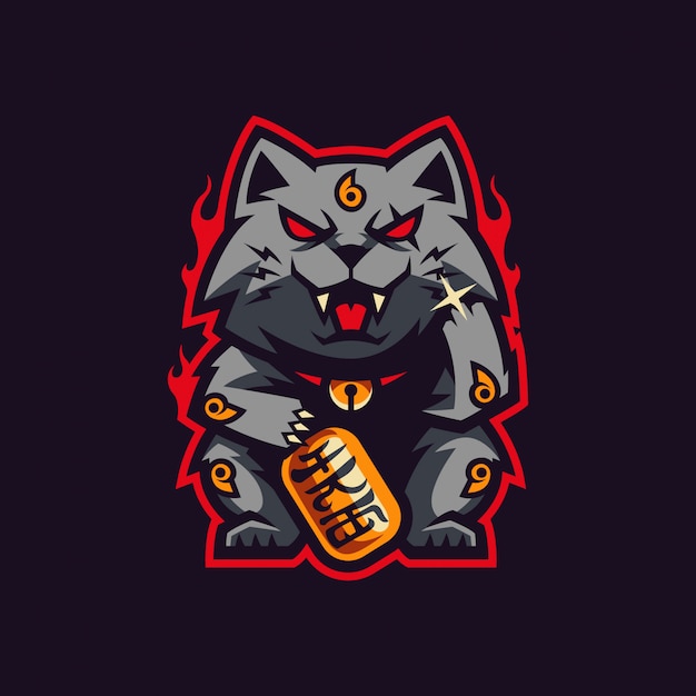 Mascotte Maneki Neko Et Logo De Jeu