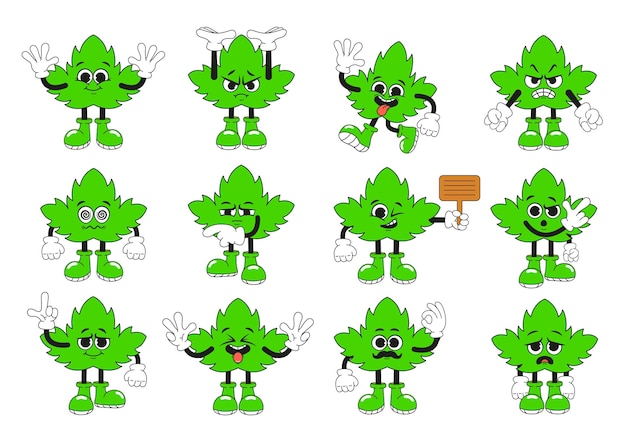 Mascotte De Marijuana Personnage Mignon Dans Un Style Dessin Animé Une Aide Joyeuse