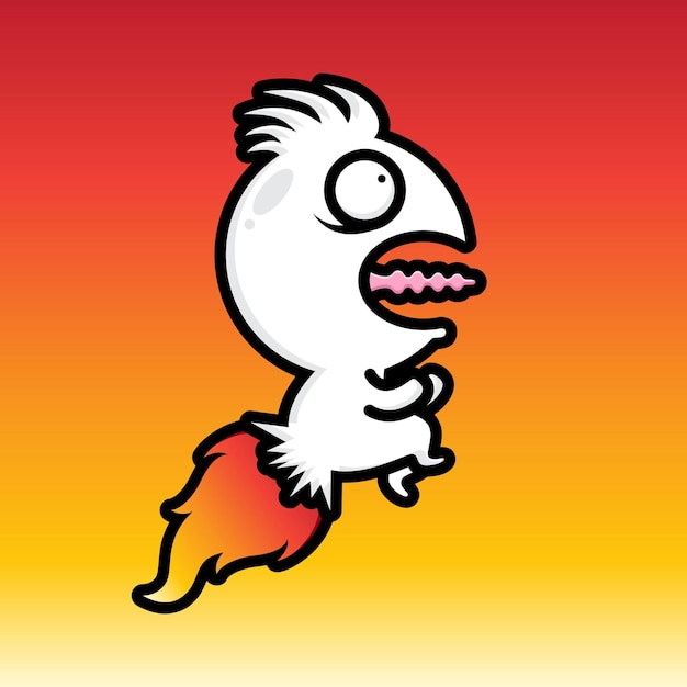 mascotte mignonne brûlant le feu dans le cul