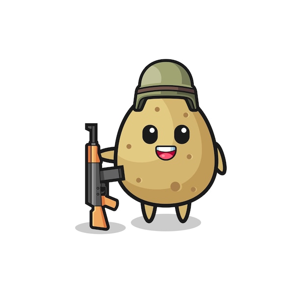 Mascotte Mignonne De Pomme De Terre En Tant Que Conception Mignonne De Soldat