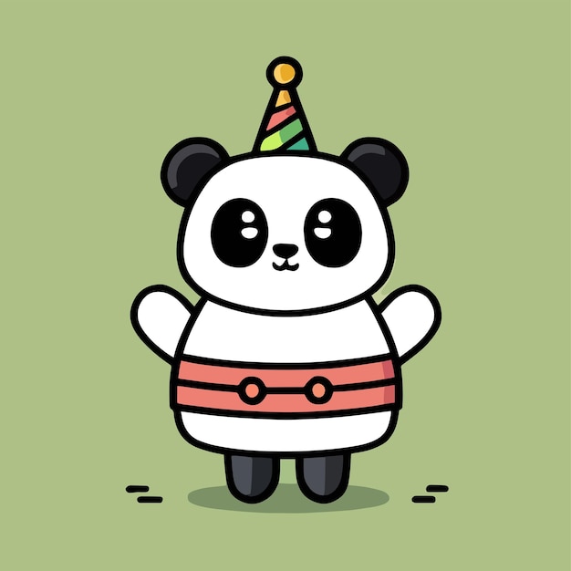 Mascotte Mignonne Pour Un Panda D'anniversaire, Le Panda Porte Un Dessin Animé Plat Cadeau Pour Des Animaux Mignons