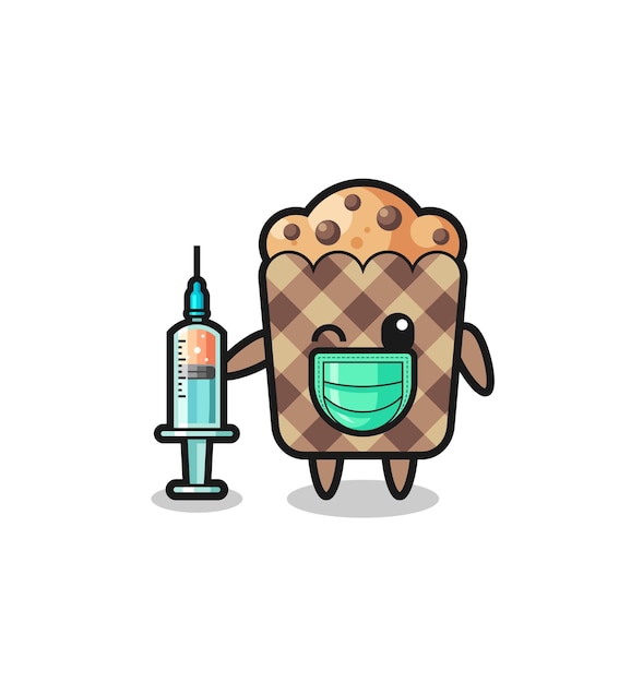 Mascotte De Muffin En Tant Que Vaccinateur