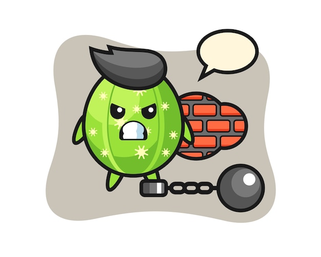 Mascotte De Personnage De Cactus En Prisonnier