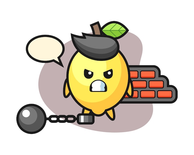 Mascotte De Personnage De Citron Prisonnier