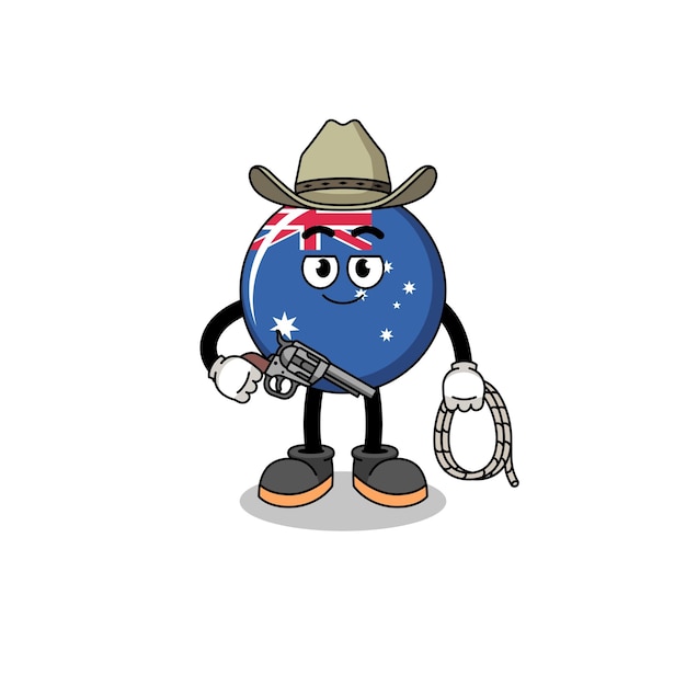 Mascotte De Personnage Du Drapeau Australien En Tant Que Cow-boy