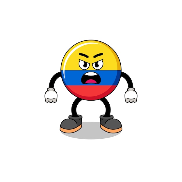 Mascotte De Personnage Du Drapeau Colombien Tenant Un Aspirateur