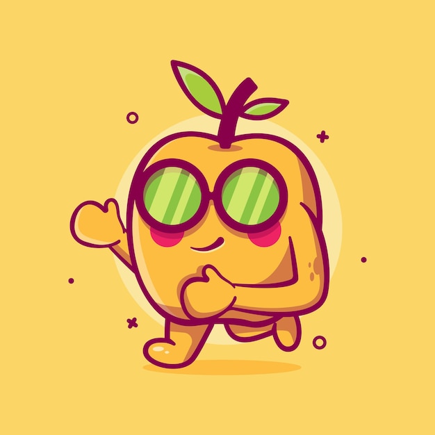 Mascotte De Personnage De Fruit D'abricot Cool Exécutant Un Dessin Animé Isolé Dans Un Style Plat