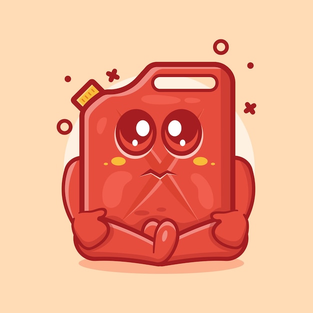 Vecteur mascotte de personnage de jerrycan de carburant drôle avec expression triste dessin animé isolé dans un style plat