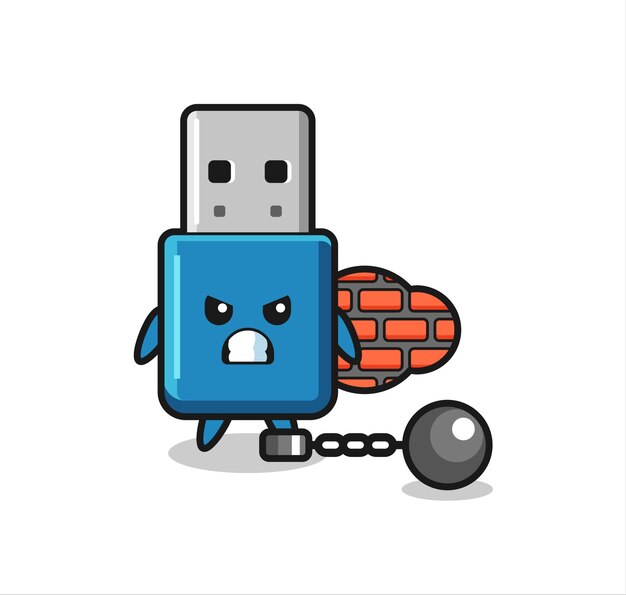 Mascotte De Personnage De Lecteur Flash Usb En Tant Que Prisonnier, Style Mignon Pour T-shirt, Autocollant, élément De Logo