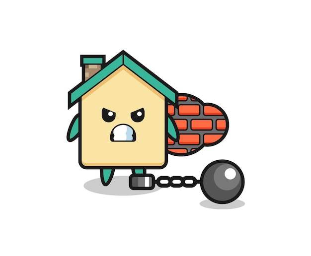 Mascotte de personnage de maison en tant que prisonnier