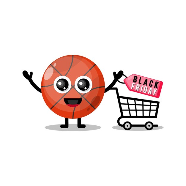 Mascotte De Personnage Mignon De Basket-ball Shopping Vendredi Noir