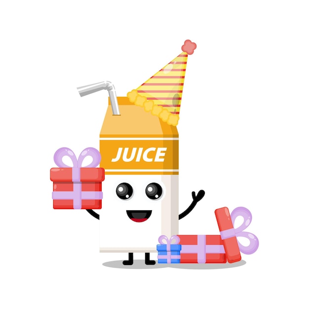 Mascotte de personnage mignon de boîte de jus d'anniversaire