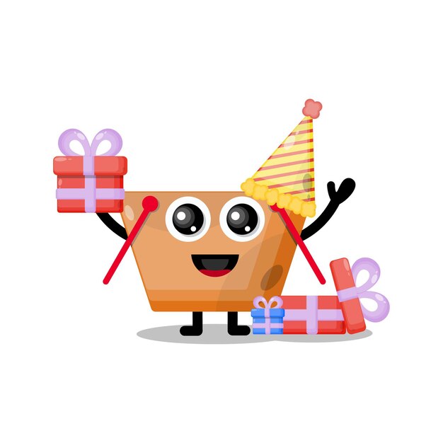 Mascotte De Personnage Mignon De Panier D'anniversaire