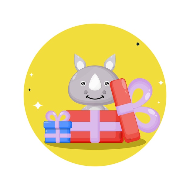 Mascotte De Personnage Mignon De Rhinocéros De Cadeau D'anniversaire