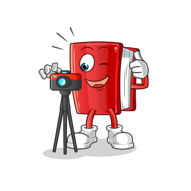 Mascotte De Personnage De Photographe Livre Rouge