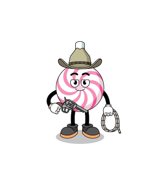 Mascotte De Personnage De Spirale De Sucette En Cow-boy