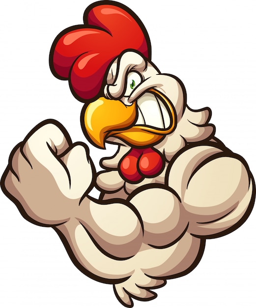 Mascotte de poulet forte