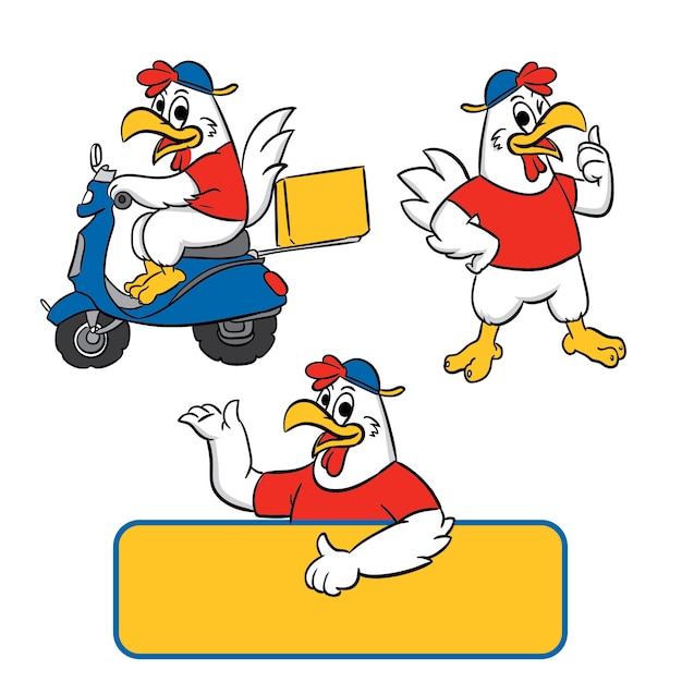 Mascotte De Poulet Avec Pose Différente