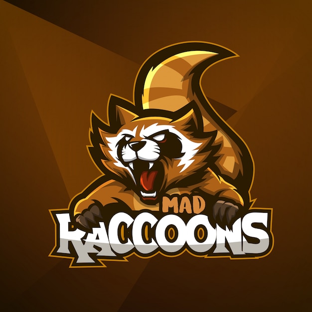 Mascotte De Sport Logo Design Vecteur Modèle Esport Raton Laveur Fou Animal En Colère