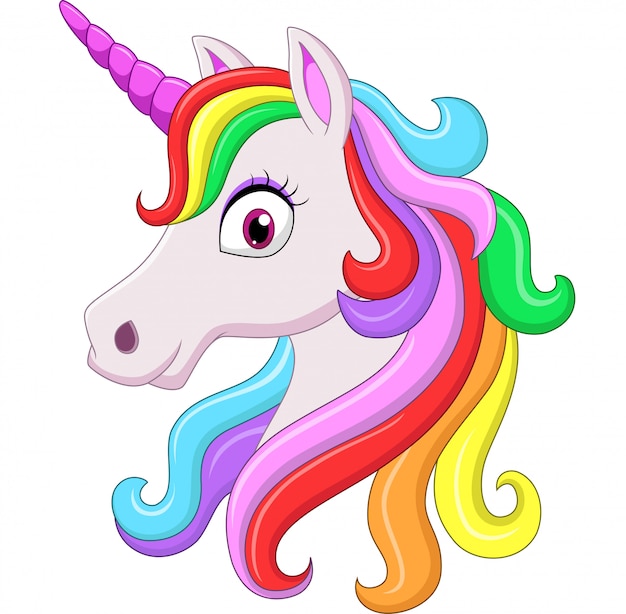 Mascotte De Tête De Licorne Arc-en-ciel