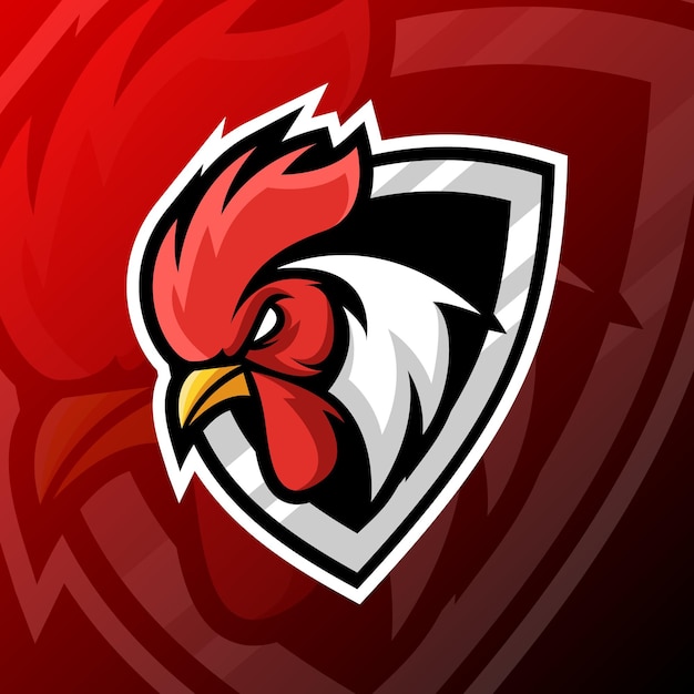 mascotte de tête de poulet avec style de logo esport