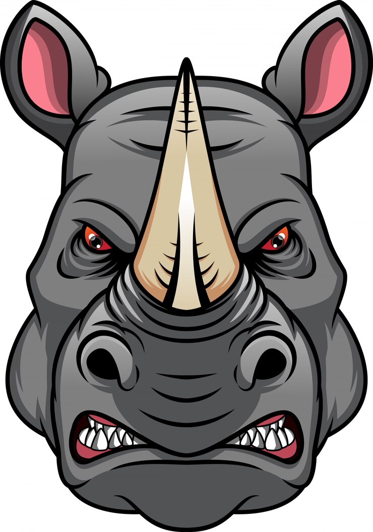 mascotte tête de rhinocéros