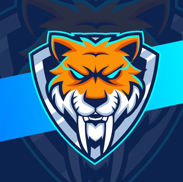 Mascotte De Tête De Sabertooth Logo Esport