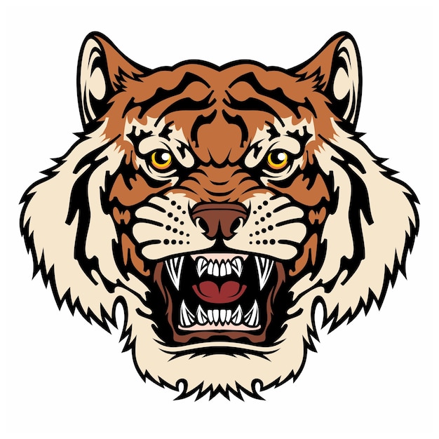 Mascotte de tête de tigre en colère isolated on white