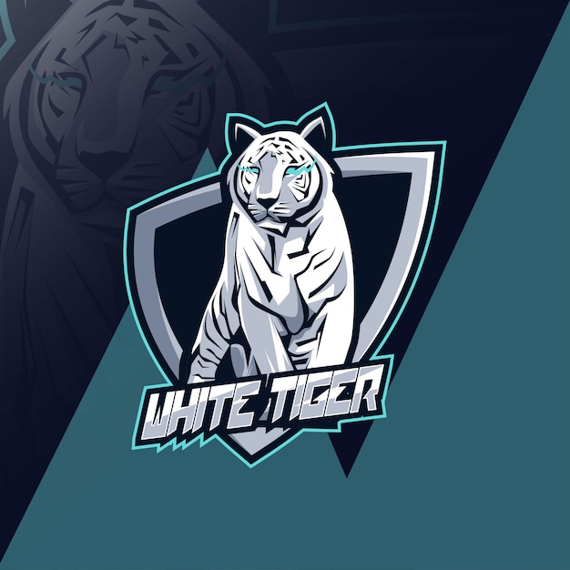 Mascotte de tigre blanc avec logo esport design