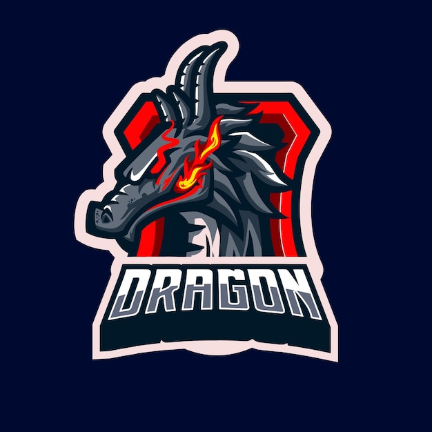 Vecteur mascottes de dragon de style de caractère, avec le feu